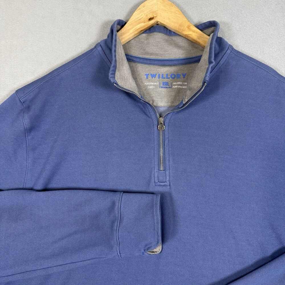Twillory Mens 2XL Performance Quarter Zip Pullover Blue Rayon